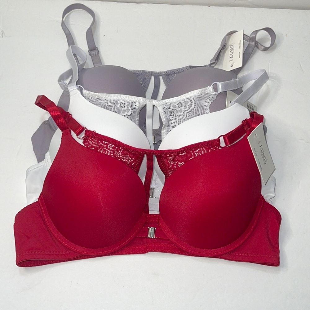 Bundle 3 Pieces Lace Racerback Front Close T- Shirt Push Up Bra.